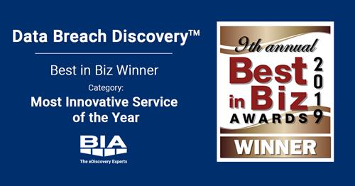 BIA’s Data Breach Service wins a Most Innovative Service of the Year Award